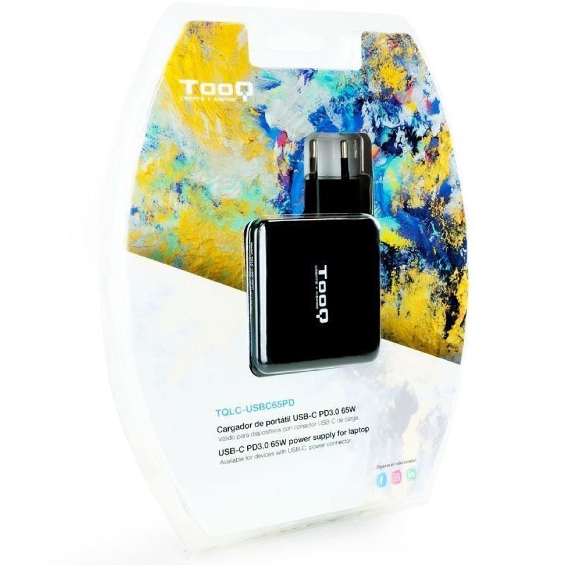 TooQ TQLC-USBC65PD USB Tipo-C carregador de portátil | 1xUSB| 65W| Automático| Tensão 5-20V