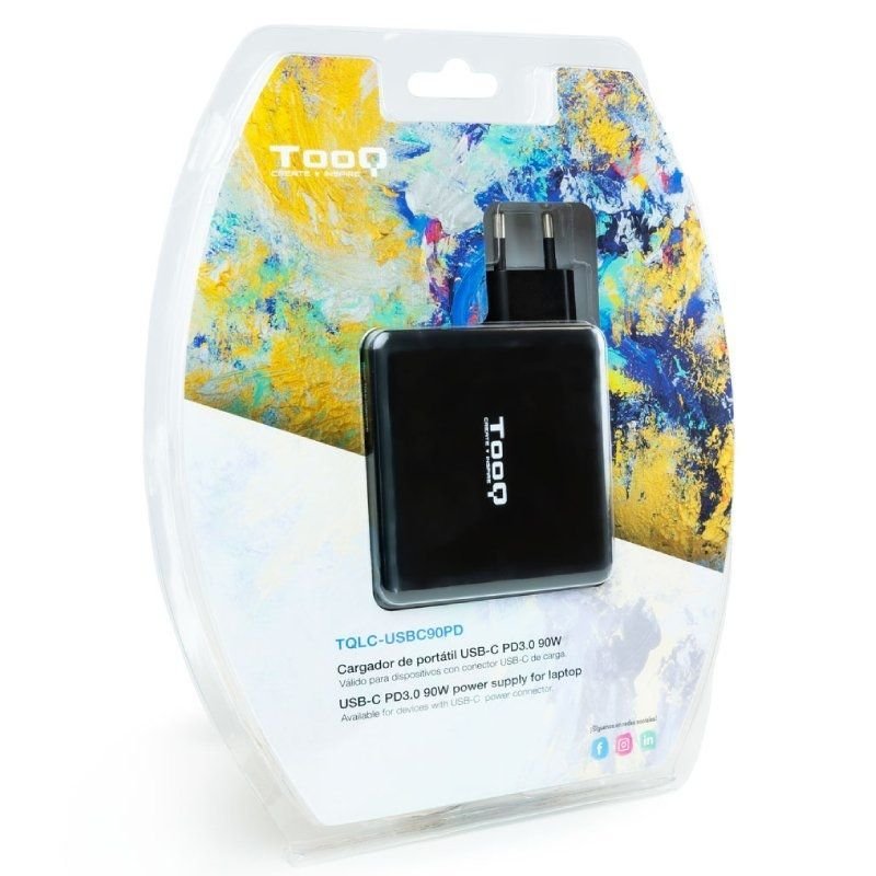 TooQ TQLC-USBC90PD USB Tipo-C carregador de portátil | 1xUSB| 90W| Automático| Tensão 5-20V