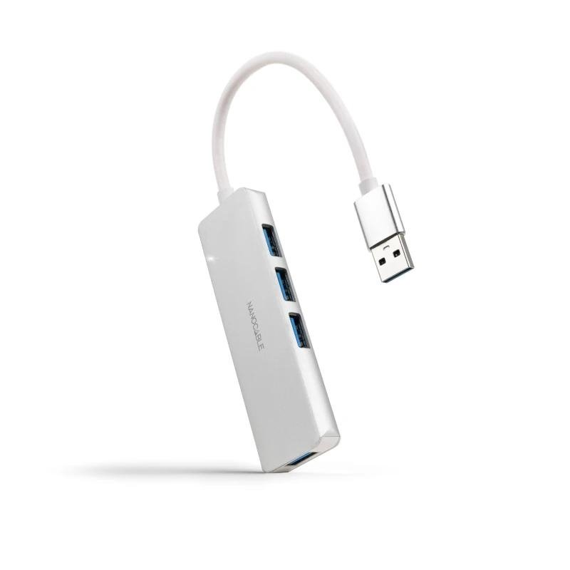 Nanowire Hub USB 3.0 4 x USB 3.0 10 cm. Cinzento