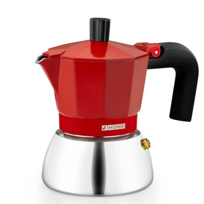 Máquina de café italiana Monix Induction Inox M863106 | 6 xícaras | Vermelho