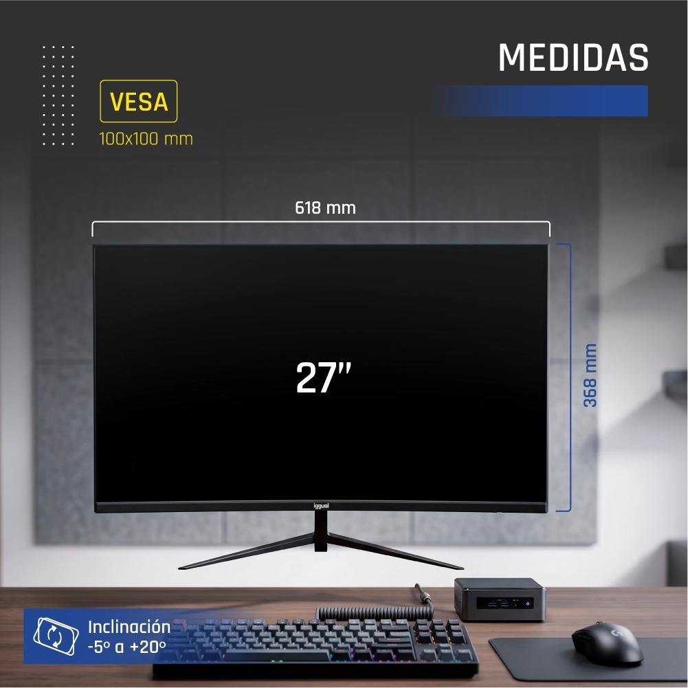Iggual Monitor 27" IPS 1MS FHD 120Hz VGA HDMI Slim