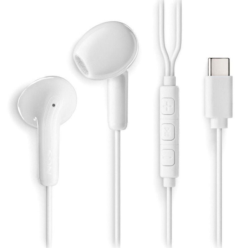 NGS Cross Glide Fones de ouvido | com microfone| USB tipo-c| brancos