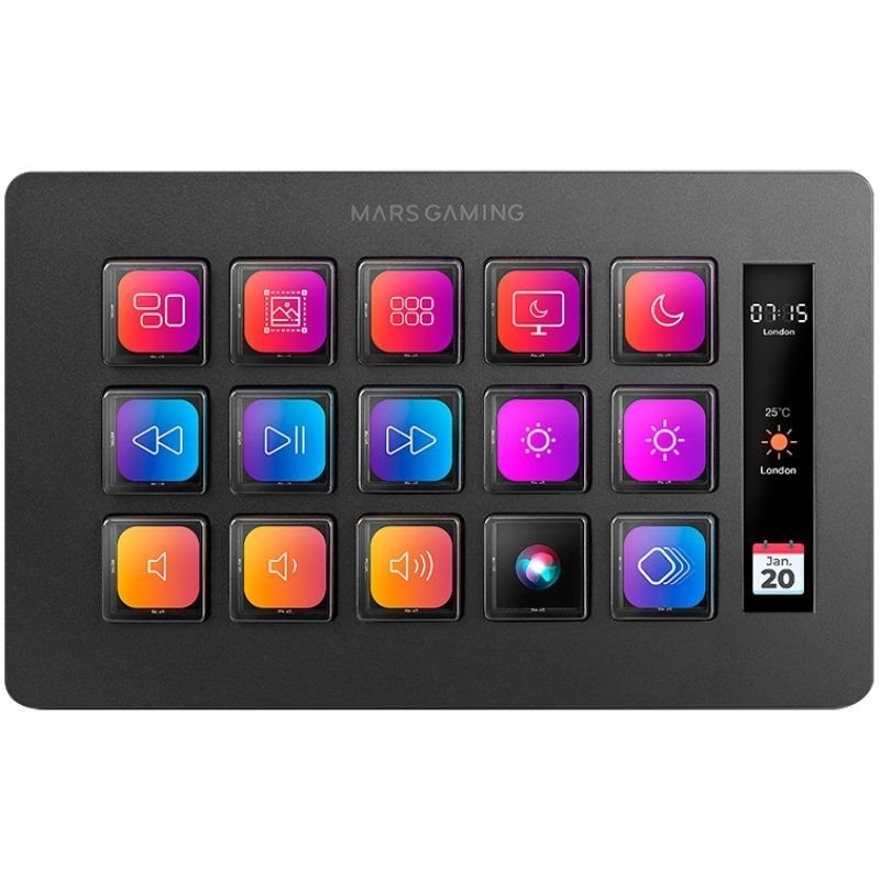 Stream Deck Slim Mars Gaming MSD-ONE| 15 Teclas LCD| Preto