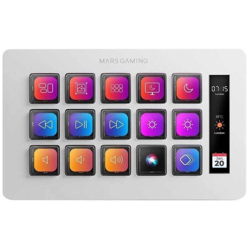 Stream Deck Slim Mars Gaming MSD-ONE| 15 Teclas LCD| Branco