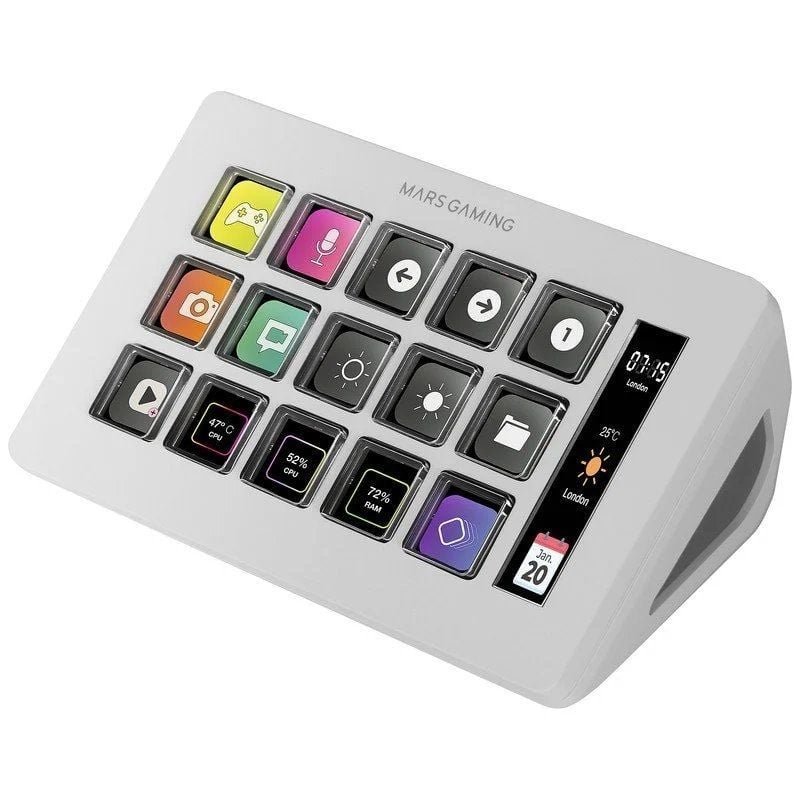 Stream Deck Slim Mars Gaming MSD-ONE| 15 Teclas LCD| Branco
