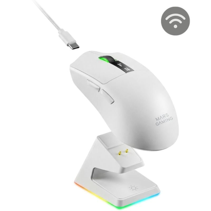 Mousen GamingSem fiosMars Gaming MMW-Elite| Bateria Recargable| Até 20000 DPI| Branco