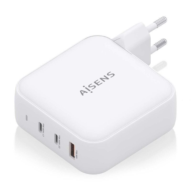 Cargador de Parede GaN Aisens ASCH-140W3P030-W| 2xUSB Tipo-C| 1xUSB| 140W