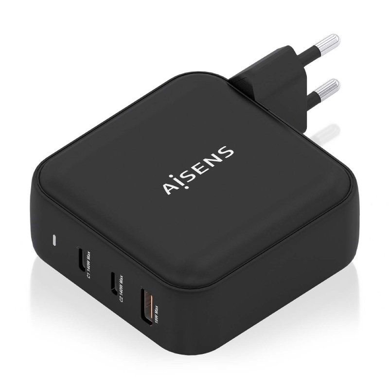 Cargador de Parede GaN Aisens ASCH-140W3P031-BK| 2xUSB Tipo-C| 1xUSB| 140W