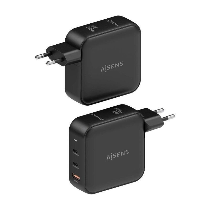 Cargador de Parede GaN Aisens ASCH-140W3P031-BK| 2xUSB Tipo-C| 1xUSB| 140W