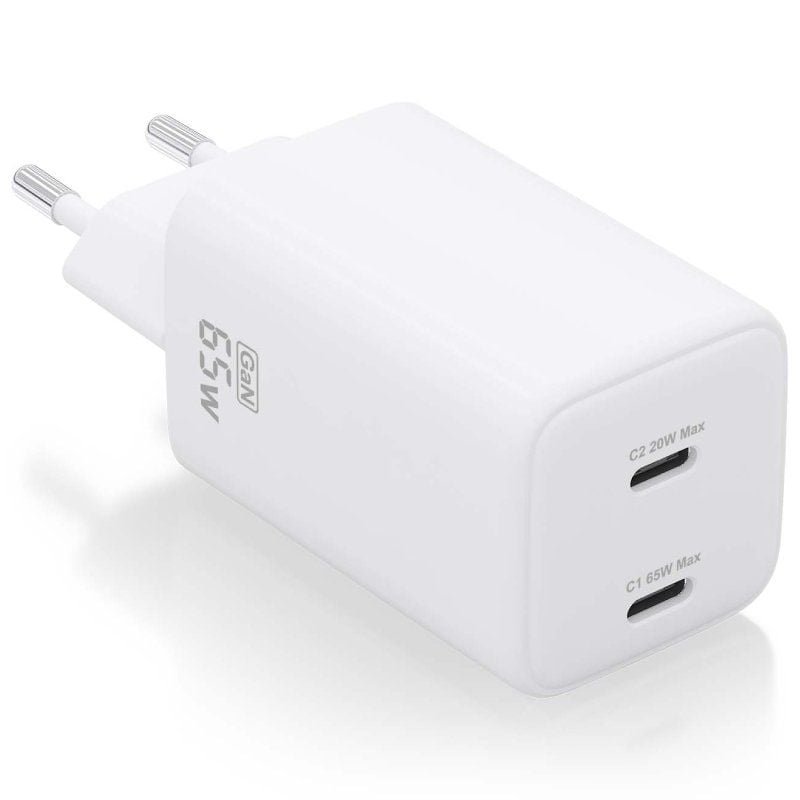 Carregador de parede Aisens GaN ASCH-65W2P039-W | 2xUSB Tipo-C | 65W