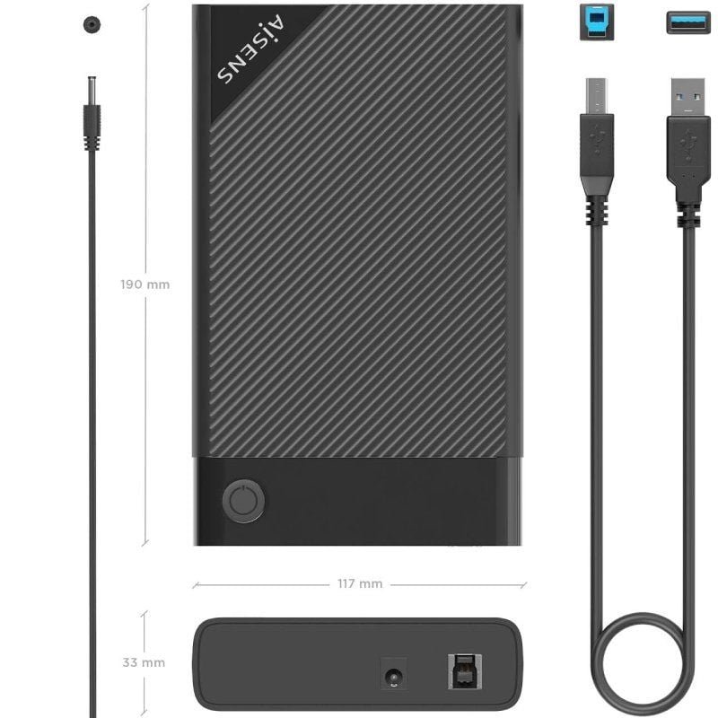3,5" AISENS ASE-3529B Caso externo do disco rígido | USB 3.1| Sem parafusos