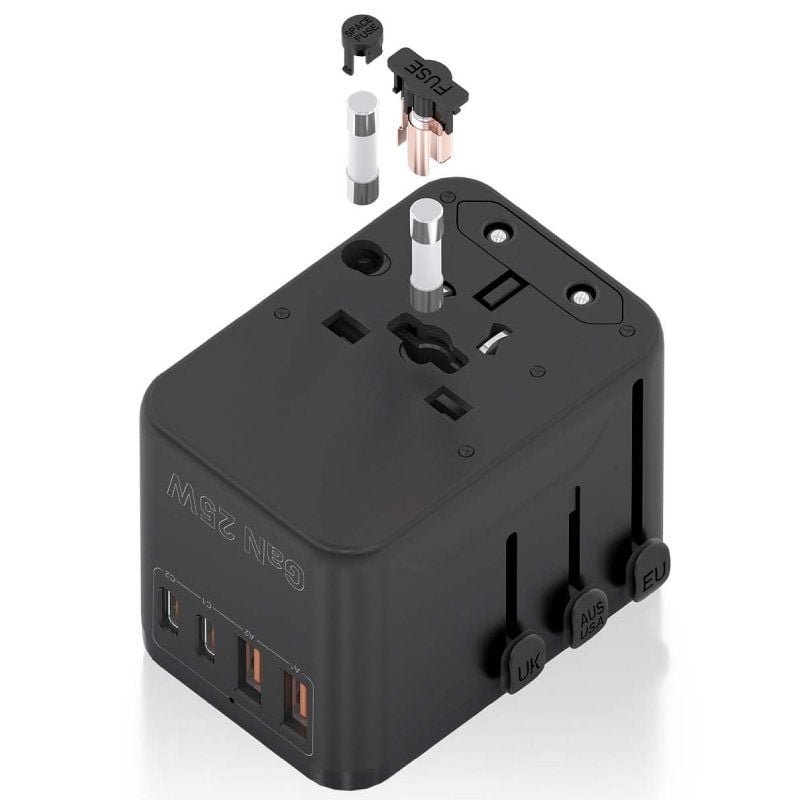Carregador de parede universal para viagem GaN Aisens ASPS-2A2C08-BK | Tomada universal | 2xUSB Tipo-C | 2xUSB | 25W