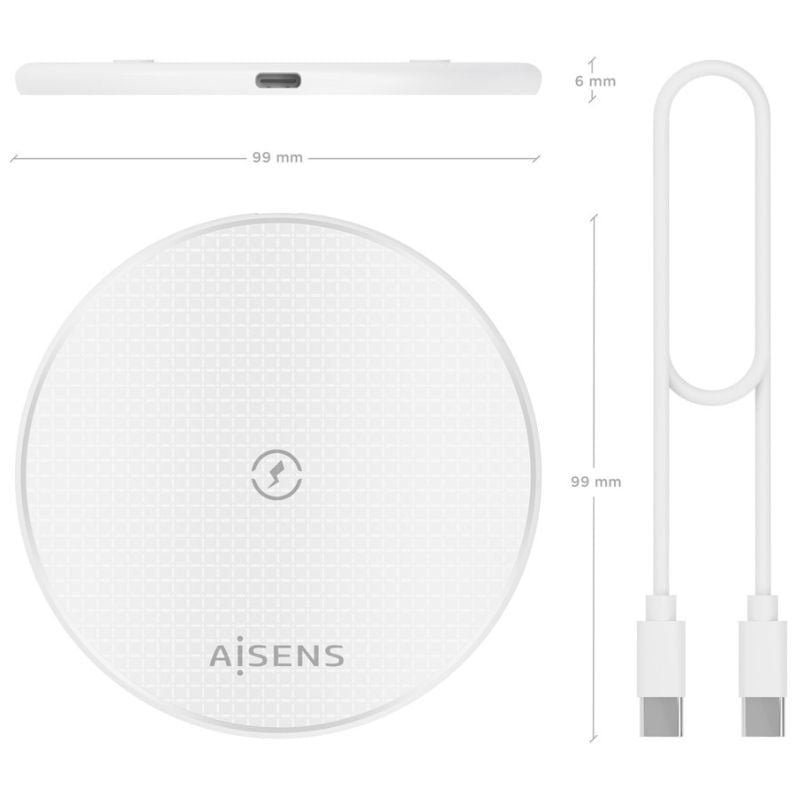 Base de carga Wireless Aisens ASCH-15W1WC057-W| 15W| Pacote