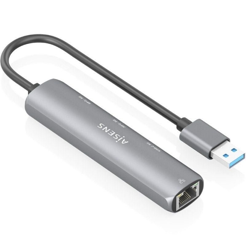 Aisens USB Hub-4P035-GR| 1xUSB Tipo-c| 2xUSB| 1xrj45| Cinzento