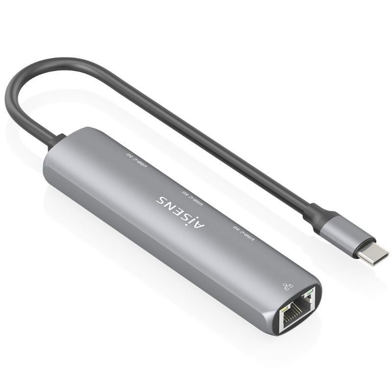 Hub USB Tipo-C Aisens ASUC-4P041-GR| 3XUSB Tipo-c| 1xrj45| Cinzento
