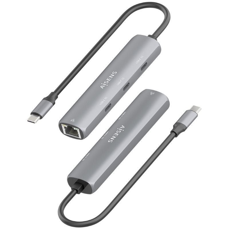 Hub USB Tipo-C Aisens ASUC-4P041-GR| 3XUSB Tipo-c| 1xrj45| Cinzento