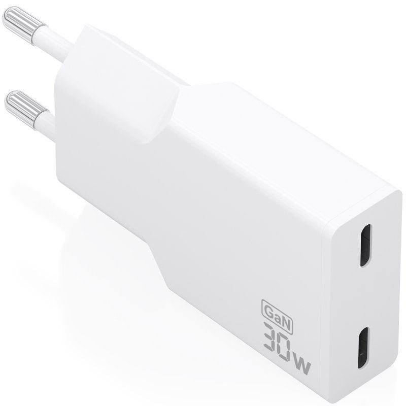 Carregador de parede Aisens A110-1003 GaN | 2xUSB Tipo-C | 30W| Branco