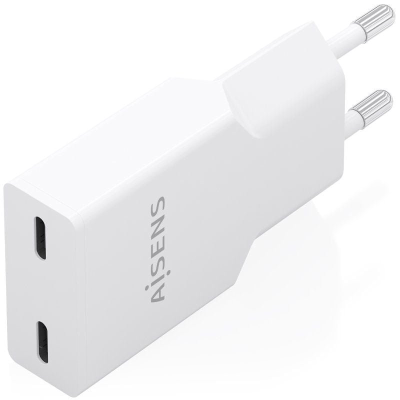 Carregador de parede Aisens A110-1003 GaN | 2xUSB Tipo-C | 30W| Branco