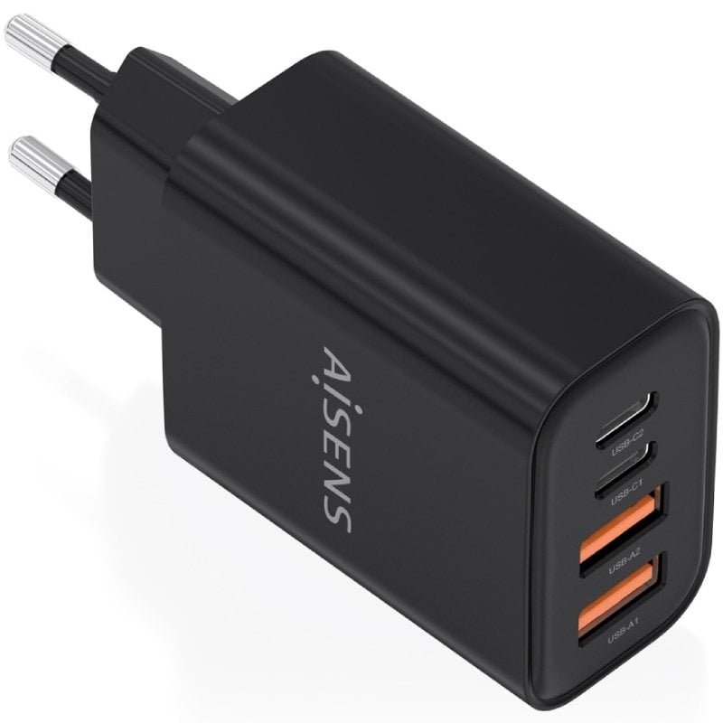 Carregador de parede Aisens A110-1028 GaN | 2xUSB Tipo-C | 2xUSB | 32W| Preto