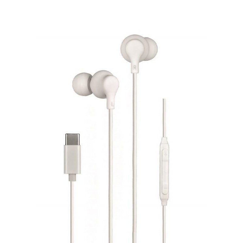 Fones de ouvido in-ear daewoo DW2016| com microfone| USB tipo-c| brancos