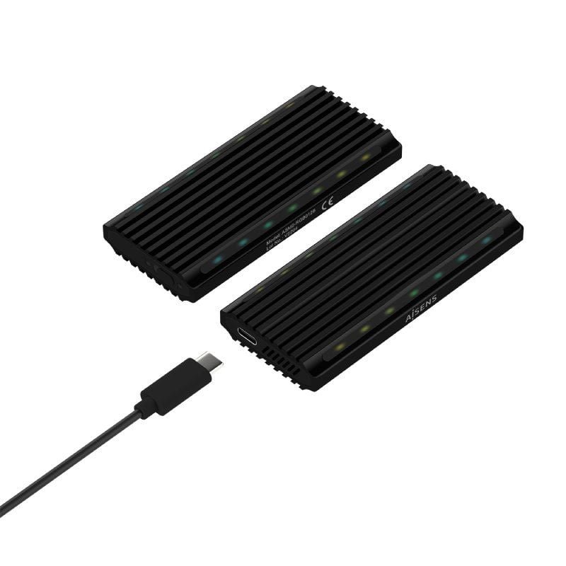 Caixa externa para SSD SSD M.2 SATA|NVMe Aisens ASM2-RGB012B| USB 3.2| sem parafusos
