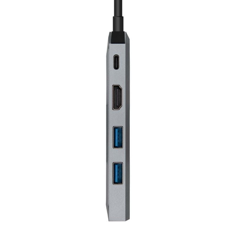 Docking USB Tipo-C Aisens ASUC-5P003-GR| 1xHDMI 4K| 2xUSB| 1xRJ45| 1xUSB Tipo-C PS| Cinza