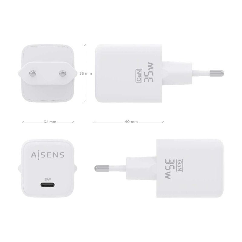 Carregador de parede Aisens GaN ASCH-35W1P016-W | 1xUSB Tipo C | 35W