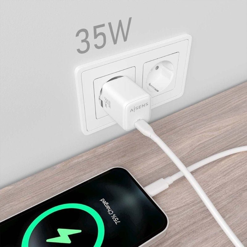 Carregador de parede Aisens GaN ASCH-35W1P016-W | 1xUSB Tipo C | 35W