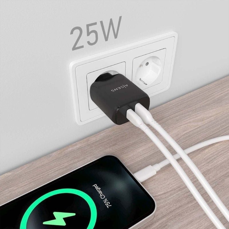 Carregador de parede Aisens A110-0759 | 1xUSB Tipo C | 1xUSB | 25W