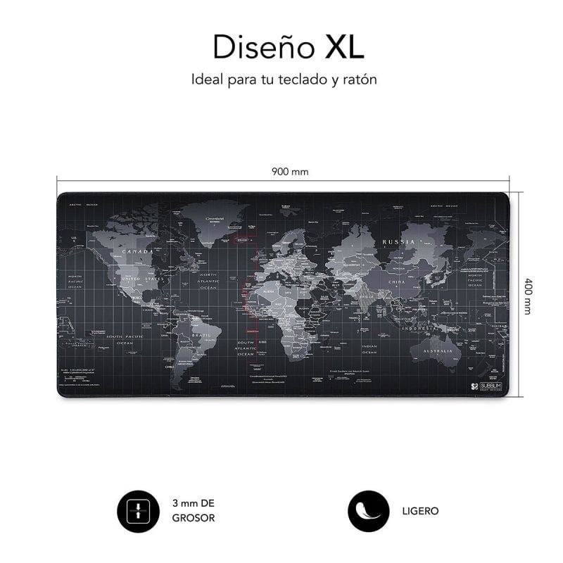 Subblim Mat 01Puw01 World XL| 900 x 400 x 3 mm