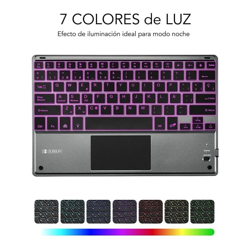 Subblim Wireless Compact Teclado Touchpad Smart BlackLit | Cinzento