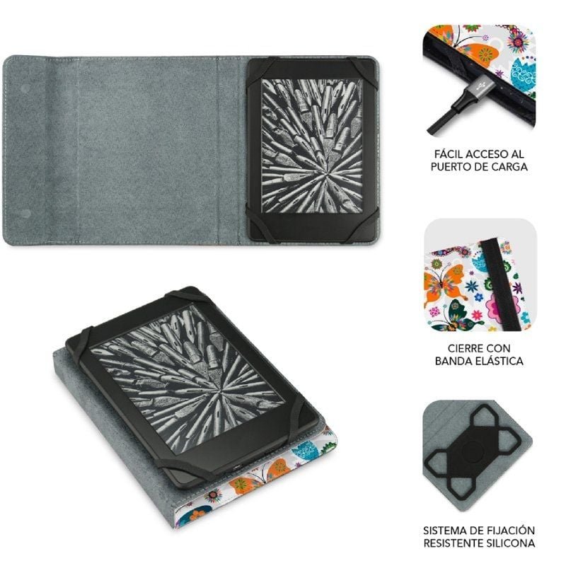 Base para livro eletrônico Subblim 1EC010 Clever Ebook Case 6' Mariposas