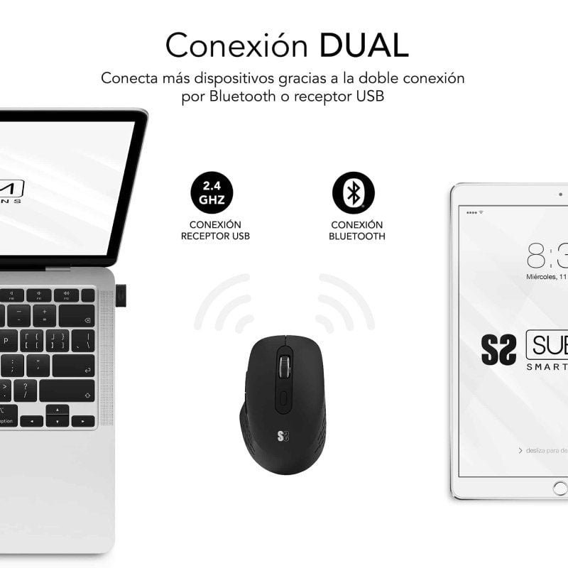 Subblim Curve Ergo Dual Battery| Bateria recarregável | Até 1600 dpi| Preto