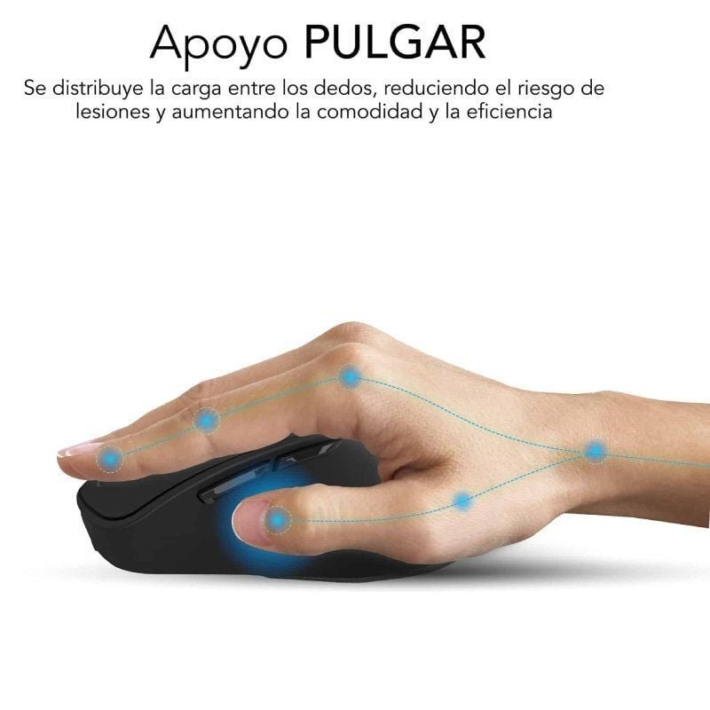 Subblim Comfort Ergo Dual Battery | Bateria recarregável | Até 2400 dpi| Preto