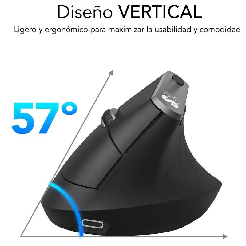 Subblim Nature Vertical Ergo Dual Battery| Bateria recarregável | Até 4000 dpi| Preto
