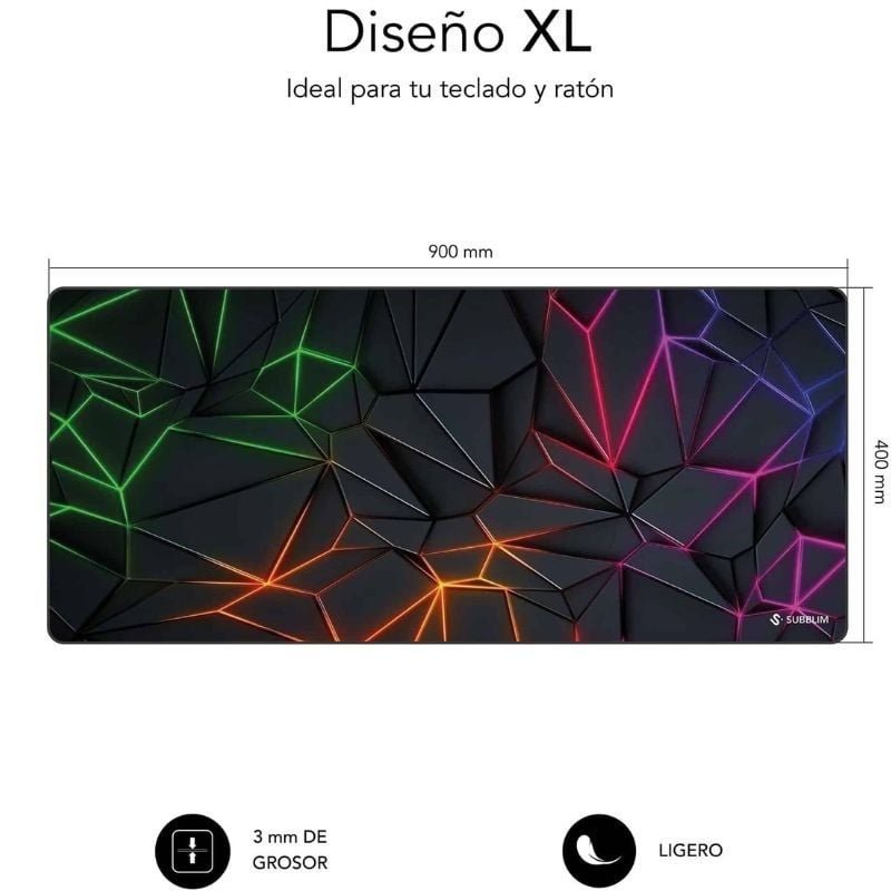 Tapete Subblim Neon Obsidian XL 900 x 400 x 3 mm