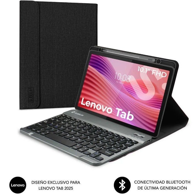 Funda com Teclado Subblim Shock Case Lenovo Tab 10.1' 2025| Preto
