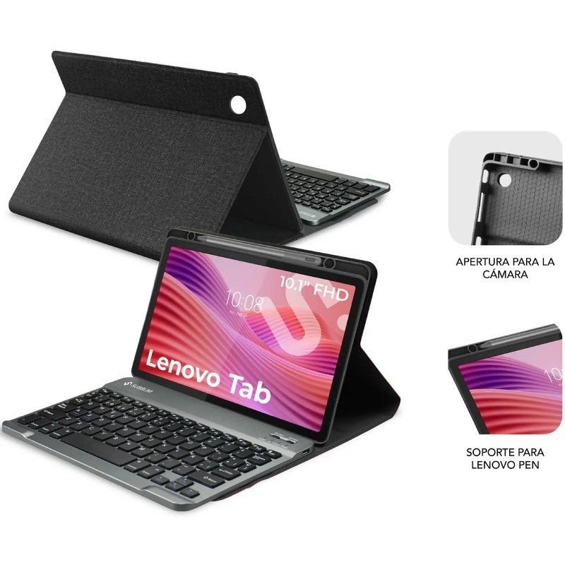 Funda com Teclado Subblim Shock Case Lenovo Tab 10.1' 2025| Preto