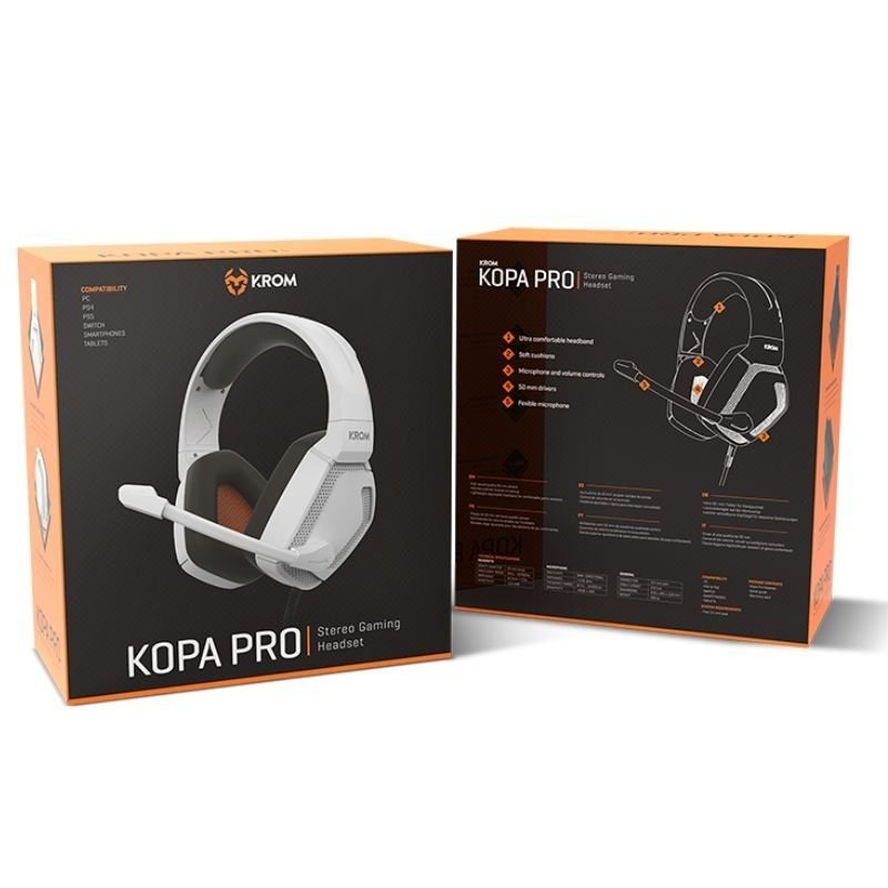 Auriculares Gaming com microfone Krom Kopa Pro| Jack 3.5| Brancos