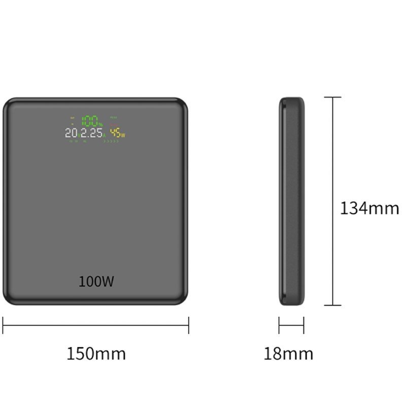 Powerbank 20000mAh Leotec LEPOW100W20G| 100W| Cinza| Inclui cabo USB tipo C
