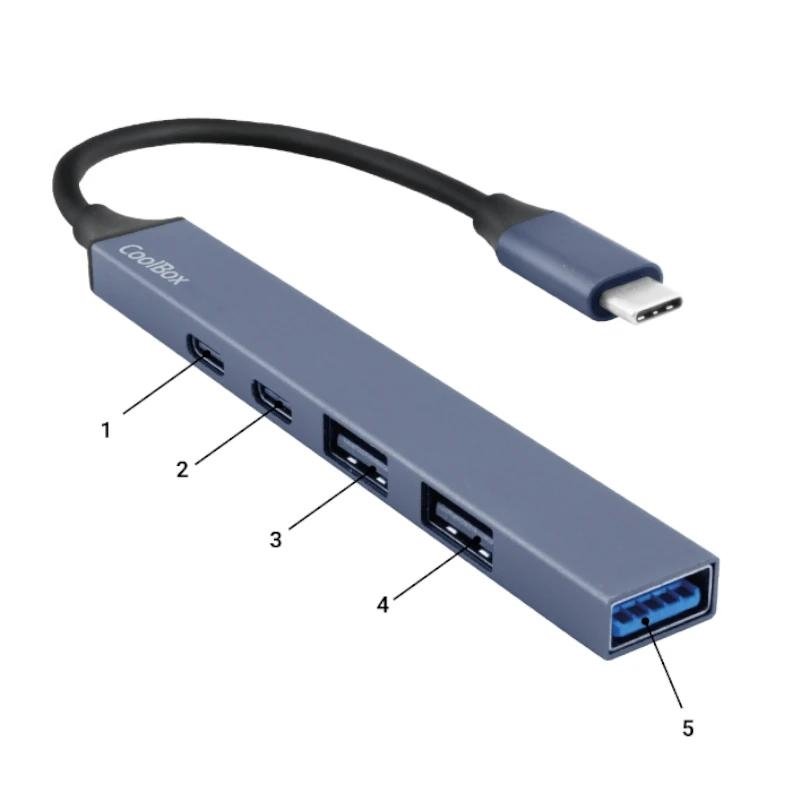 Coolbox Hub4 Lite USB-C|A 4 portas de alumínio