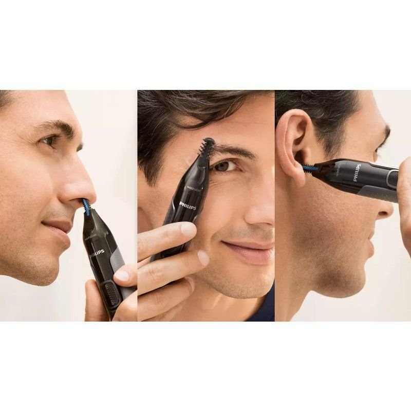 Aparador de Pelos do Nariz Philips Nose Trimmer 3650 Série 3000| a Pilhas| 3 Acessórios