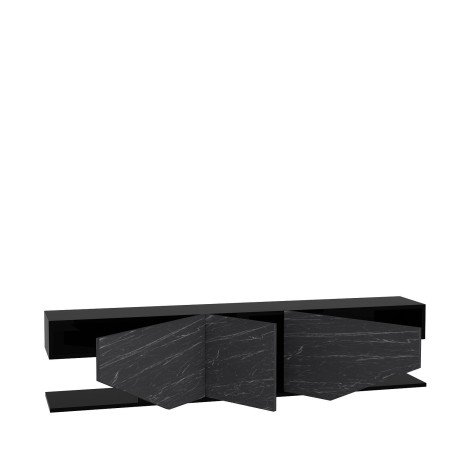 Móvel TV VIOLET, bilaminado mármore preto, 180 cms