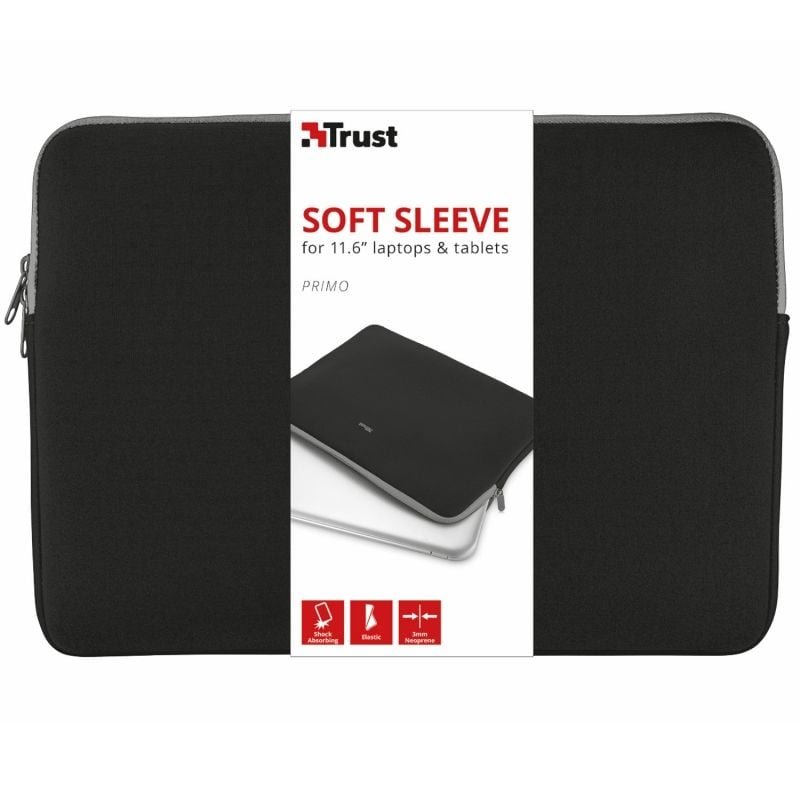 Capa  para portátil de manga macia da confiança Primo | 11,6" | Preto