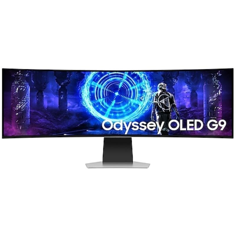 Monitor de jogos inteligentes ultra panorâmico Samsung Odyssey OLED G9 S49DG950SU 49"| Dual QHD| 0.03ms| 240Hz| OLED| Multimídia| ajustável na altura | Prata