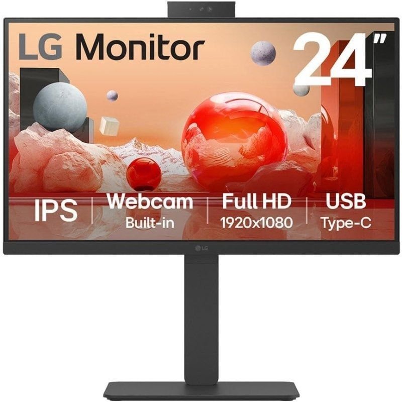 Monitor profissional LG 24BA850-B 23.8"| Full HD| Webcam| Multimídia| Preto