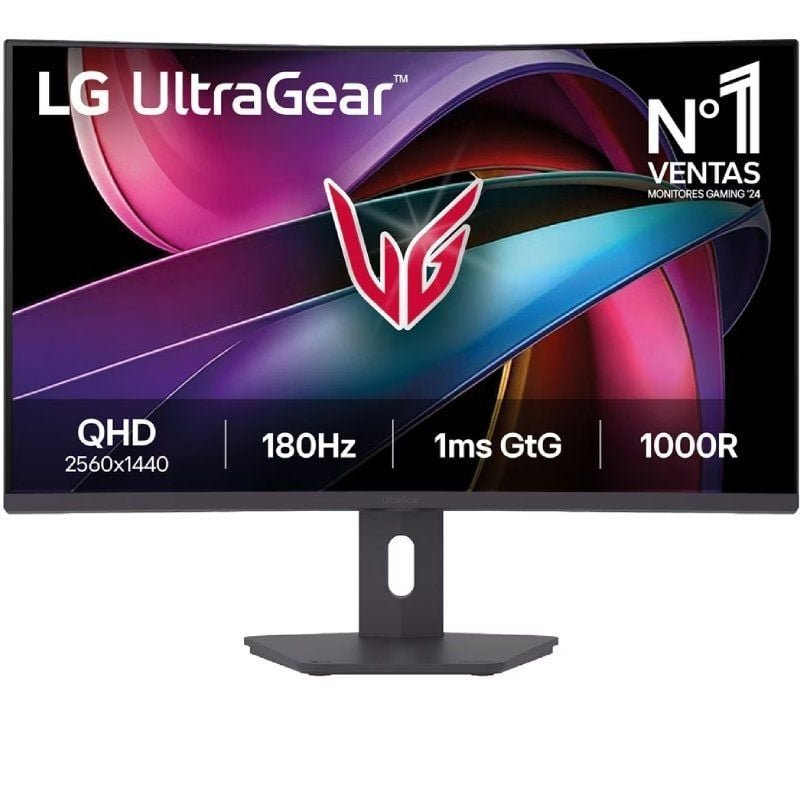 Monitor de jogos curvos LG Ultragear 32G600A-B 31,5"| QHD| 1ms| 180Hz| VA| Regulável em altura
