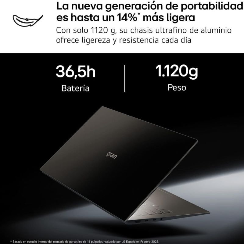 Portátil LG Gram 14ZD90U-G.AX85BN Intel Core Ultra 7-355| 32GB| 512GB SSD| 14'| Sem sistema operacional