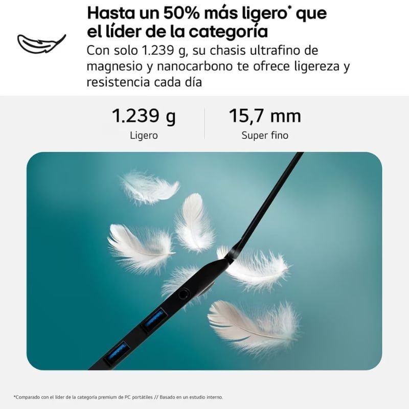 Portátil LG Gram 16ZD90TL-G.AX85BN Intel Core Ultra 7-258V| 32GB| 512GB SSD| 16'| Sem sistema operacional