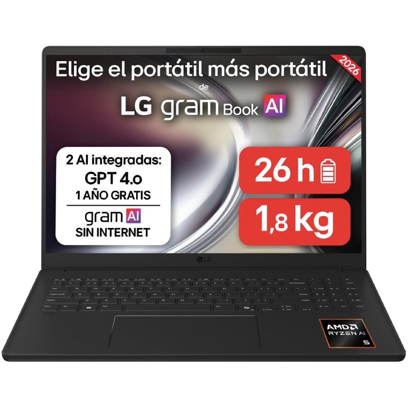 Portátil LG Gram 16UD55U-G.AX85BN Ryzen AI 7 445| 32GB| 512GB SSD| 16'| Sem sistema operacional